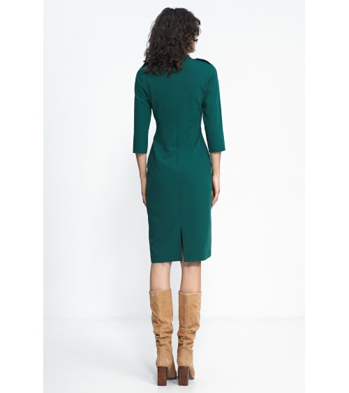 Sukienka Zielona sukienka z rękawem 3/4 S234 Green - Nife