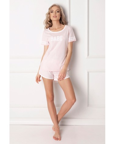 Piżama Damska Model Babe Short Pink - Aruelle