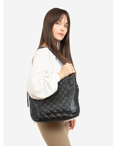 Czarna klasyczna pikowana torebka na ramię