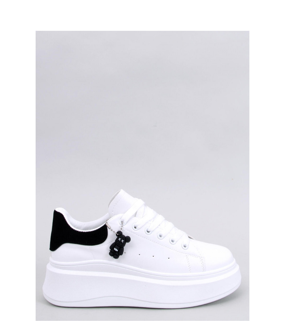 Sneakersy na koturnie z zawieszką LIEZEL WHITE/BLACK - Inello