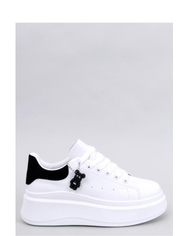 Sneakersy na koturnie z zawieszką LIEZEL WHITE/BLACK - Inello