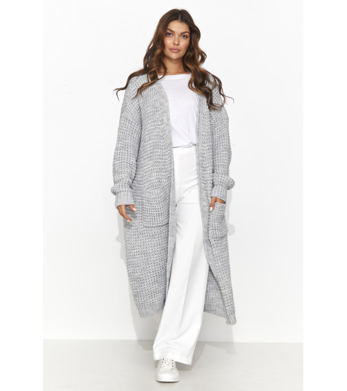 Sweter Kardigan Model NU_S99 Grey Melange - Numinou