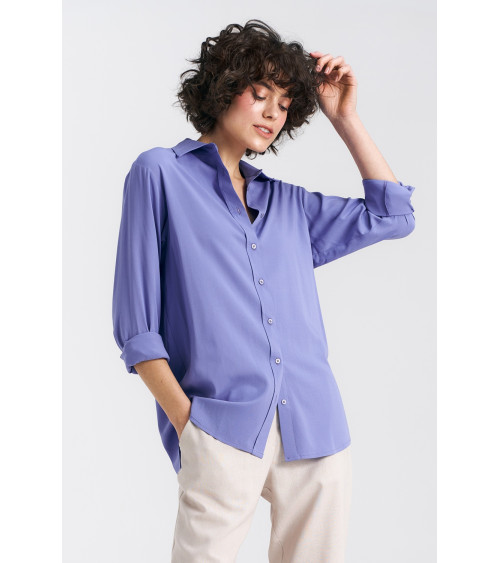 Wiskozowa koszula oversize K75 Violet - Nife