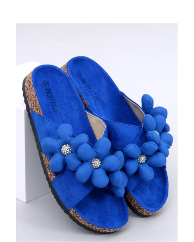 Sandał Klapki korkowe z poduszkowymi kwiatami CHARSS BLUE - Inello
