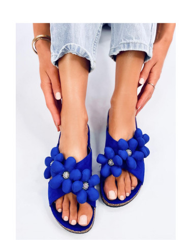 Sandał Klapki korkowe z poduszkowymi kwiatami CHARSS BLUE - Inello