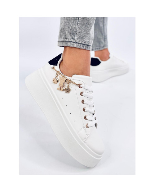 Sneakersy na platformie z zawieszką LARCOME WHITE/BLACK - Inello