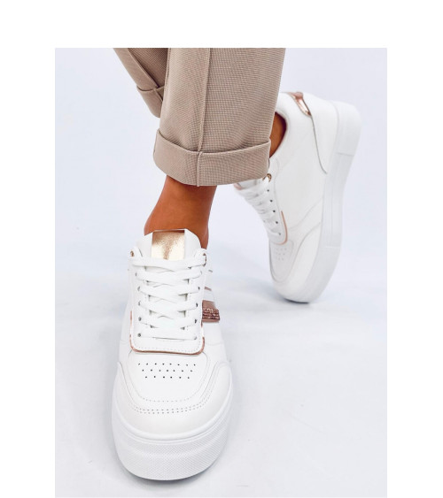 Sneakersy na koturnie EYSON WHITE/CHAMPAGNE - Inello