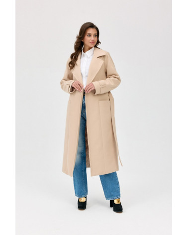 Vivienne - długi płaszcz z kieszeniami i wiązaniem