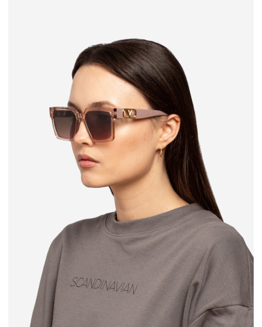 Jasnobrązowe eleganckie okulary przeciwsłoneczne damskie