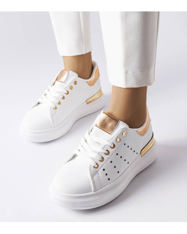 Białe sneakersy z kolorową perforacją Chalut