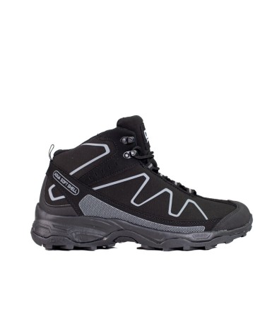 Wysokie sznurowane buty trekkingowe męskie DK czarno-szare