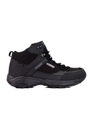 Sznurowane buty trekkingowe z wysoką cholewką męskie DK Softshell czarne
