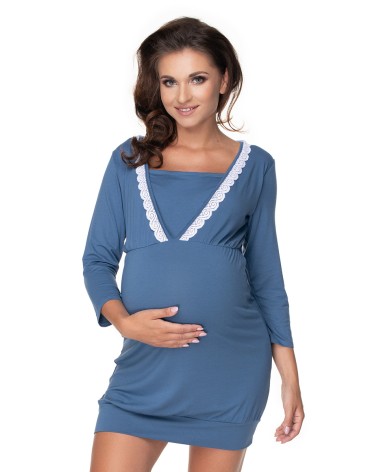 Koszulka nocna Koszula Nocna Ciążowa Model 0155 Blue - PeeKaBoo