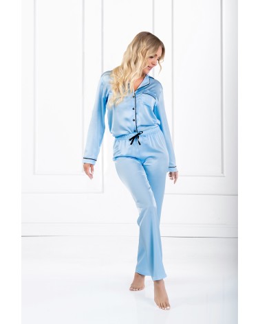 Piżama Damska Model Classic Look Blue - Momenti Per Me