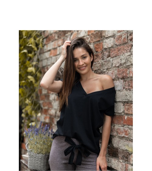 Piżama Damska Model Sophie Black/Brown - Sensis