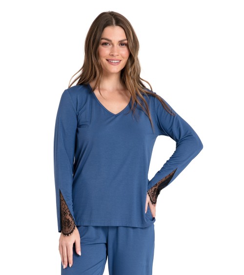 Piżama Bluzka do spania Model LA072 Blue - LaLupa