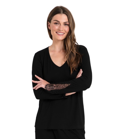 Piżama Bluzka do spania Model LA072 Black - LaLupa