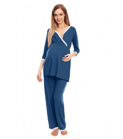 Piżama Ciążowa Model 0136 Blue - PeeKaBoo