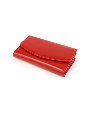Duży skórzany portfel damski PPD6 Red - Verosoft