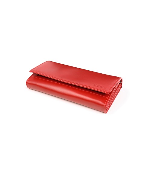 Duży skórzany portfel damski PPD5 Red - Verosoft