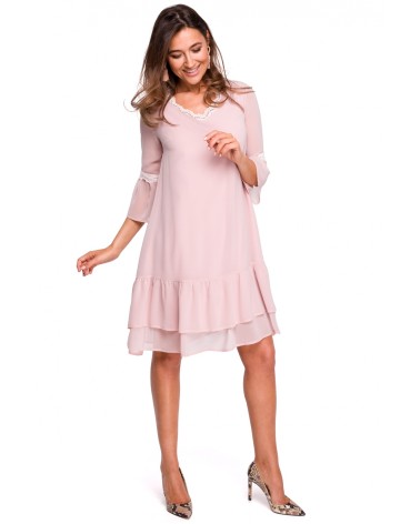 Sukienka Model S160 Powder Pink - Stylove