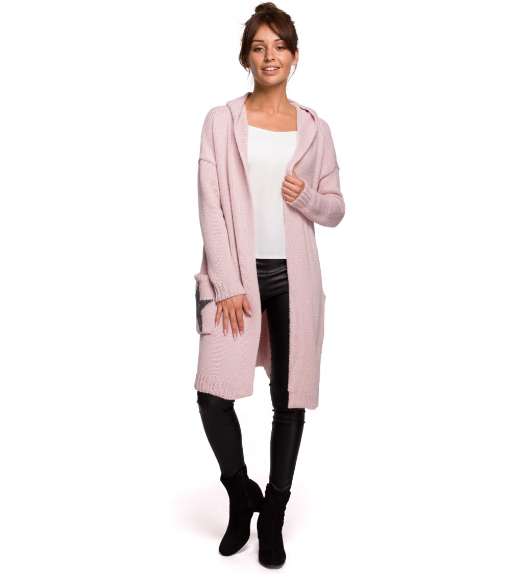 Sweter Kardigan Model BK063 Powder Pink - BE Knit