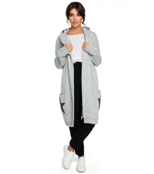 Sweter Kardigan Model BK013 Grey - BE Knit
