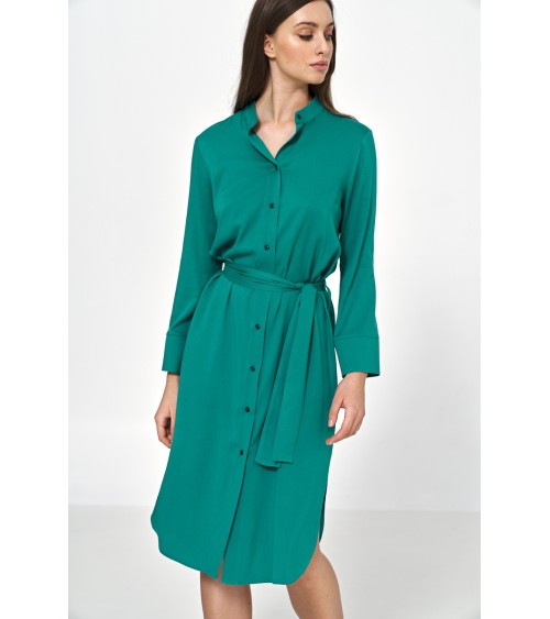 Sukienka Zielona wiskozowa sukienka midi S217 Green - Nife