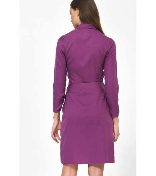 Sukienka Purpurowa sukienka z wiązaniem S223 Purpura - Nife