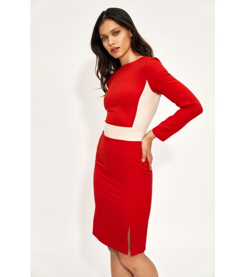 Sukienka Dopasowana czerwona sukienka S207 Red - Nife